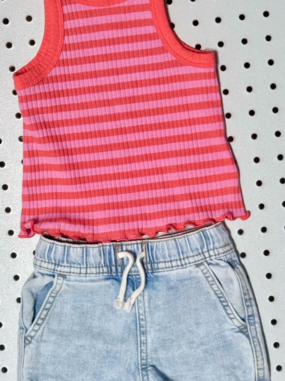 Cat & Jack Pink and Coral Ribbed Stripe Tank Top